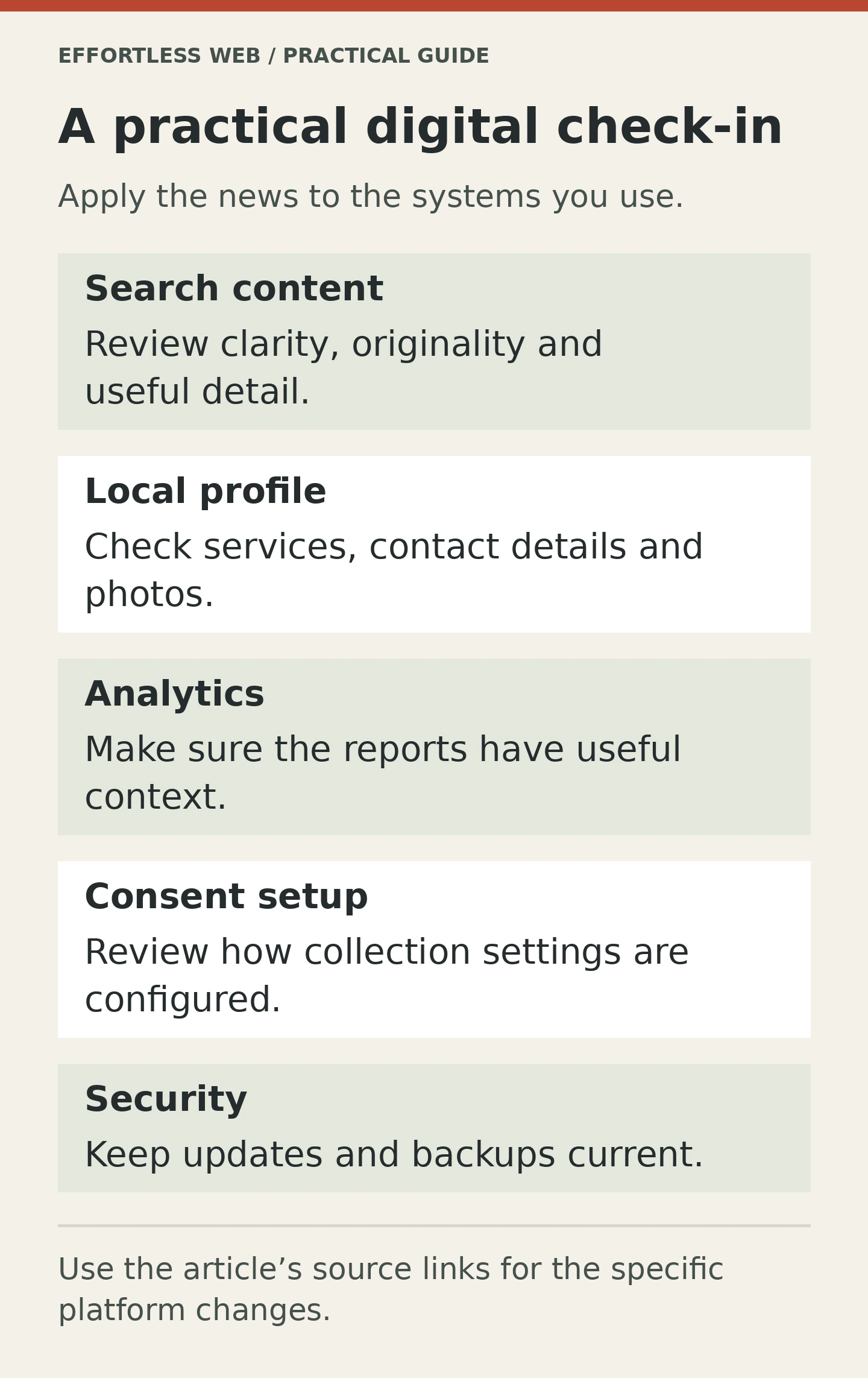 A practical digital check-in. Apply the news to the systems you use.