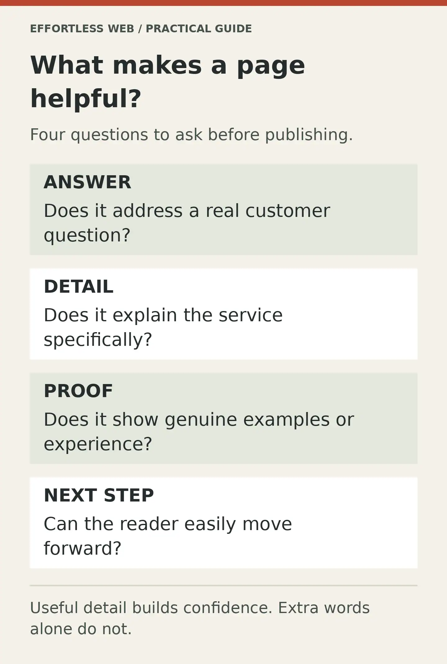 What makes a page helpful?. Four questions to ask before publishing.